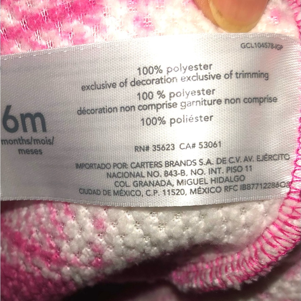 Carters Pink White Soft Plaid Sherpa Hooded Jumpsuit, snuggly bear ears 6mo NWT - Picture 7 of 12